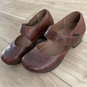 Dansko Harlow Brown Leather Mary Jane Heel Clog 40 US 9.5-10